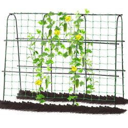 arden Cucumber Trellis for Climbing Plants Outdoor, 65 x 48 inch U-Shaped Arch Trellis, Tomato Cages for Garden Raised Bed, 120x160-BLK