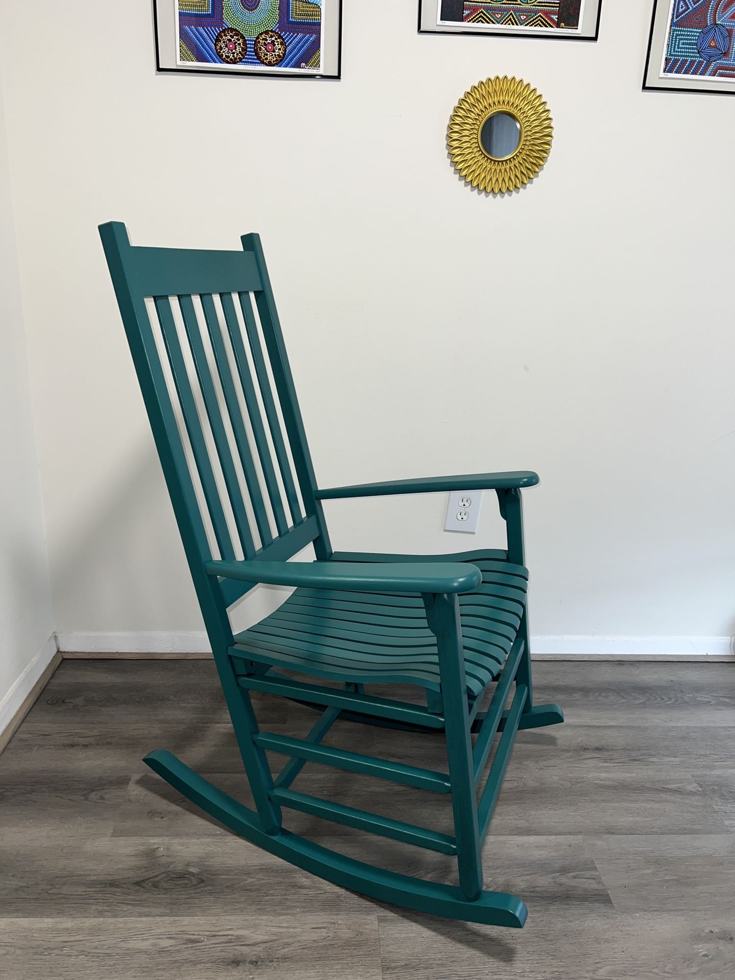 Green Wooden Farmhouse Rocking Chair