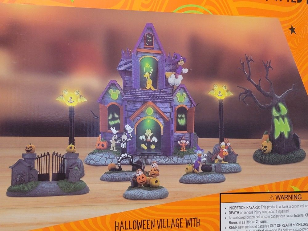 Disney Pre-Lit Animated Halloween Village, 9 pc