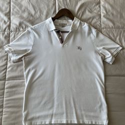 Authentic Burberry Men's White Polo Shirt Size Small