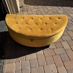 Mustard Velvet Tufted Storage Bench