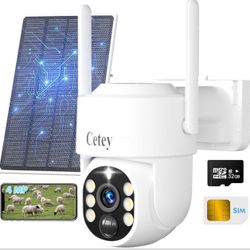 4G LTE Cellular Security Camera Wireless Outdoor, No WiFi Solar Powered Camera for Farms, Ranches, Estates Surveillance, 2K Color Night Vision, 360°PT