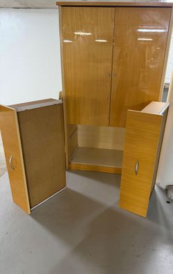 Wood Finish Wardrobe with Doors, Drawers & Shelves