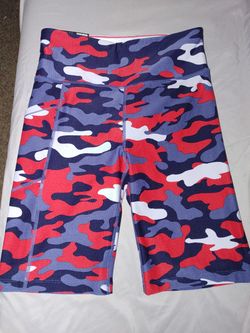 Calvin Klein Women's Performance High Waist 9" Bike Shorts With Pocket Trans Camo Red Small