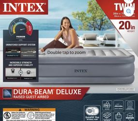 New in box Intex 20" Twin Dura- Beam Deluxe Raised Air Bed Mattress with Built-in Pump