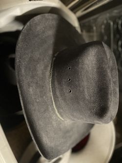 Vintage Wrangler 4X Lamb Skin Cowboy Hat 7-1/4 Black 