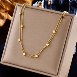Gold Double Layer Snake Chain Necklace stainless steel