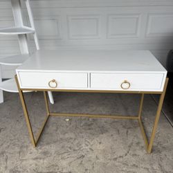 White & Gold Desk/Vanity 