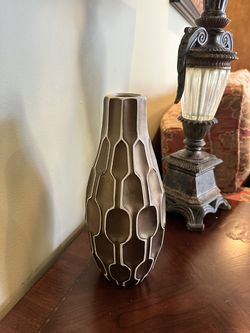 Geometric Matte Bronze Ceramic Vase