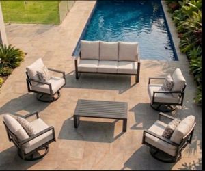 Aluminum patio set aluminum outdoor furniture aluminum swivel chairs brand new inside five boxes 🆕🚚🚛🚛