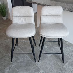 LueBona Dahlia Series, From Home Depot, Light Beige Faux Leather Swivel Barstools, 26" Seat Height, Set of 2