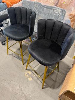 New-26"H Counter Stools With Gold Metal Legs Set of 2 - 9029CS