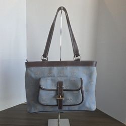 Dooney & Bourke East West Canvas / Leather Trim Donegal Crest Shoulder Tote