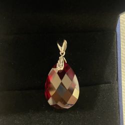 Lab Pigeon Blood Ruby #8 (dark Red) Silver Pendant 