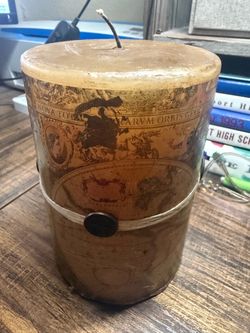 Vintage Bombay Company Old World Map Pillar Candle (4" x 6")