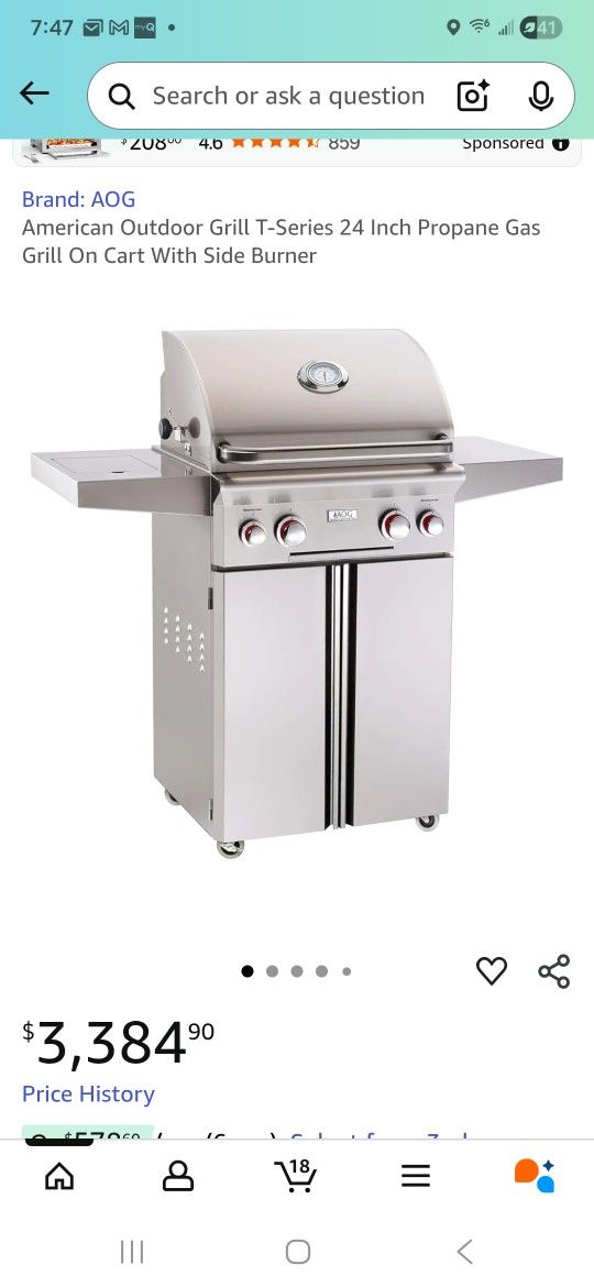 American Outdoor Grill Side Burner Stainless Steel 24 Inch Propane Like New Barbeque Grill BBQ Smoker