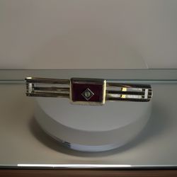 Midcentury Anson Red Lucite And Cubic Zirconia Tie Bar