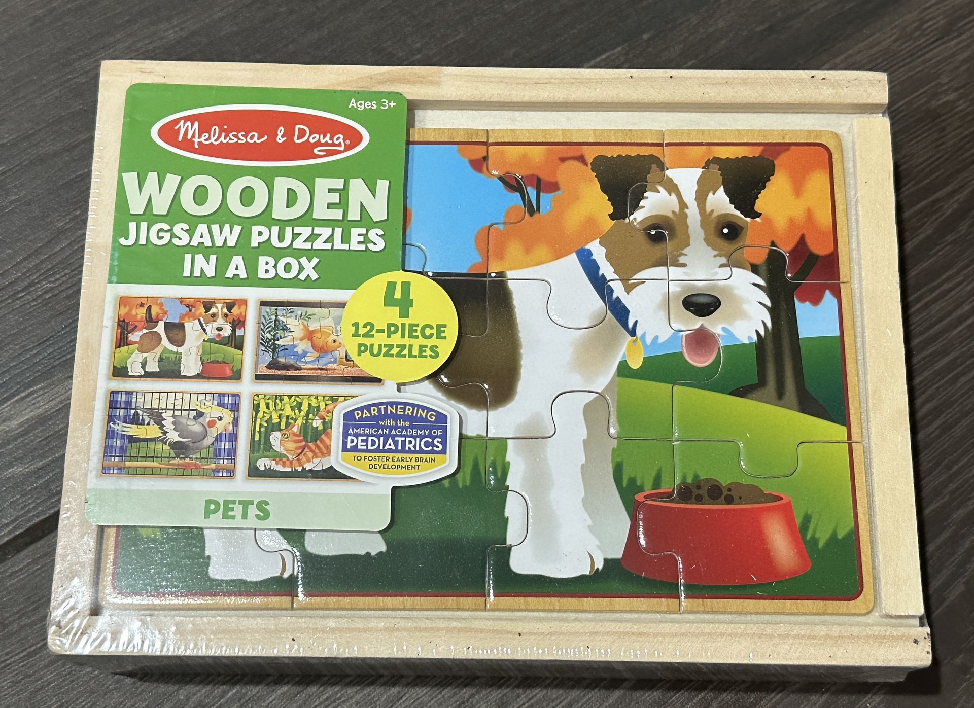 Melissa & Doug Pets 4-in-1 Wooden Jigsaw Puzzles in a Storage Box (48 pcs) 