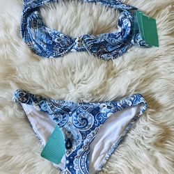 Melissa Odabash Paisley Blue Bikini Set New with Tags
