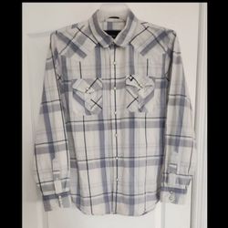 American Eagle Western Pearl Snaps Shirt Vintage Fit Plaid Mens Size Large