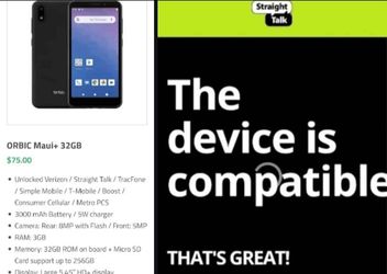 Orbic Maui Plus 32GB CDMA-GSM Unlocked Straight Talk /Verizon/T-Mobile/Simple Mobile/Mint Mobile/Boost Mobile/Lycamobile
