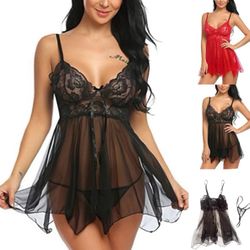 Elegant Black Lace Babydoll Lingerie SIZE 2XL