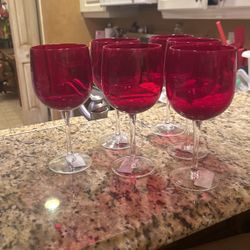 Wine Glasses Set Of Six  Glass Color Red / Clean 
