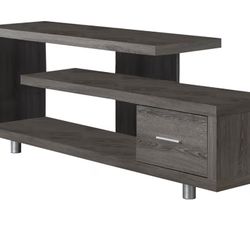 TV Stand with 1 Drawer, 60"W, Dark Taupe