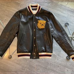 MENS Sandro Size L Letterman Leather Jacket