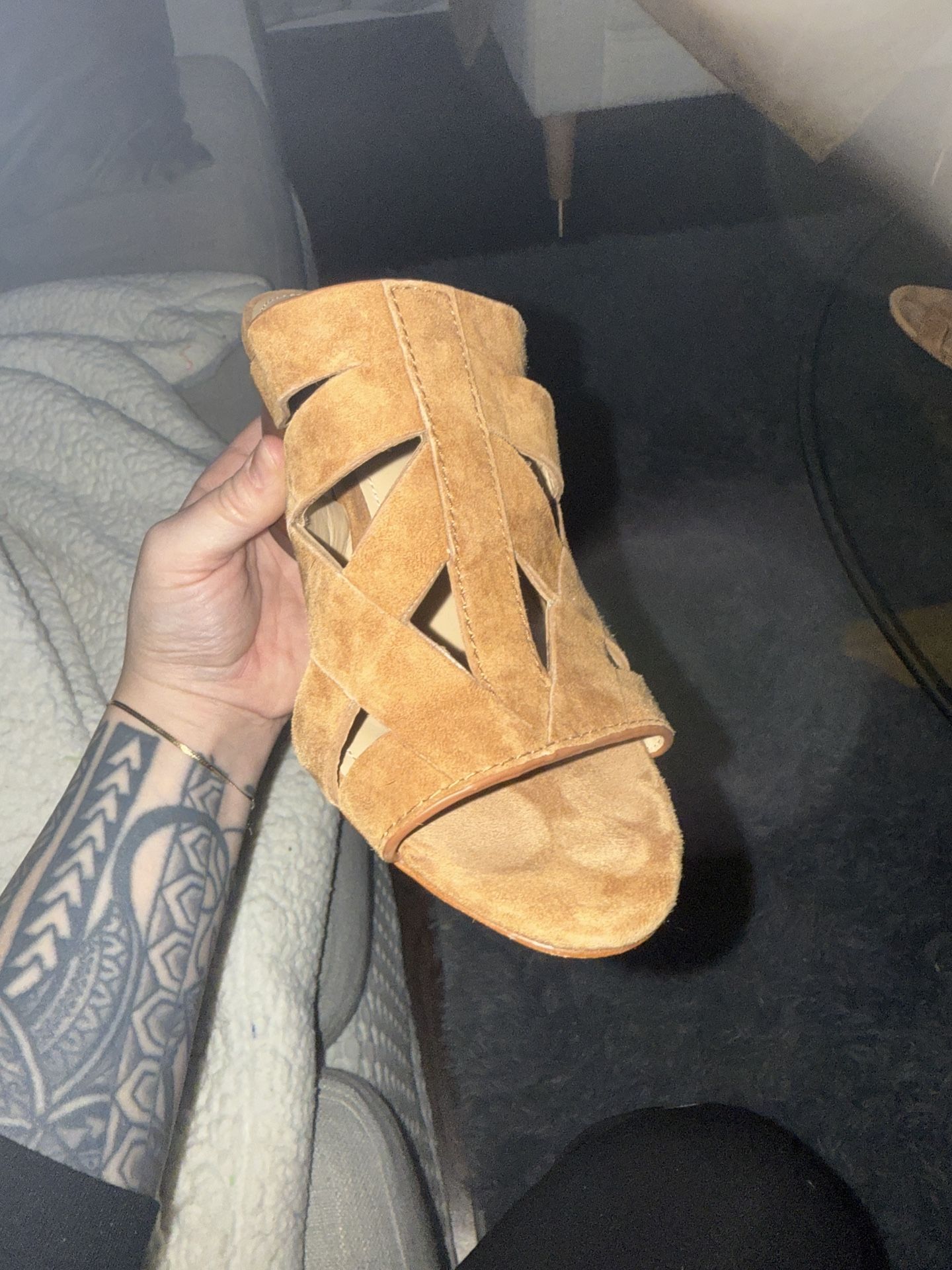 Women’s 5.5 Cognac Brown Heeled Sandals
