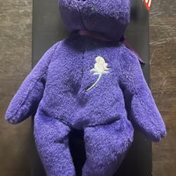 TY Beanie Babies- 1997 PRINCESS DIANA Purple Teddy Bear, MINT PE Pellets RARE