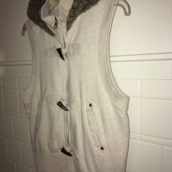 Sweater Vest with Faux Fur Trimmed Hood  Ladies XL