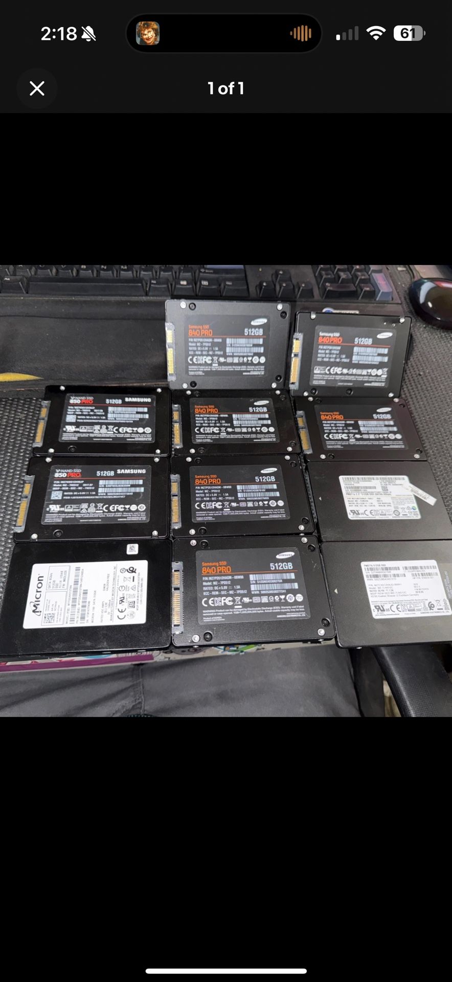 Lot of (11) Mixed Major Brand 512GB 2.5" SSD Solid State Drives -Tested
