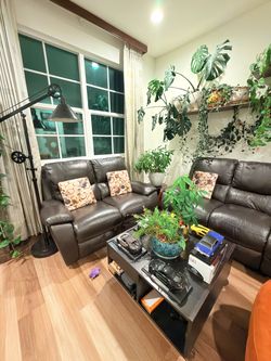 Genuine Leather Reclining Sofa Set 3+2 + FREE IKEA Coffee Table