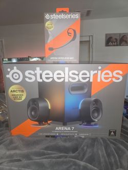 SteelSeries Arena 7 RGB Illuminated 2.1 Gaming Speakers with Powerful Bass, Subwoofer, and Bluetooth - Compatible with PC, PlayStation, Mobile - Black
