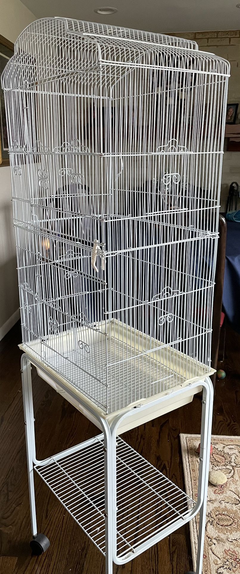 White Bird Cage With Stand 