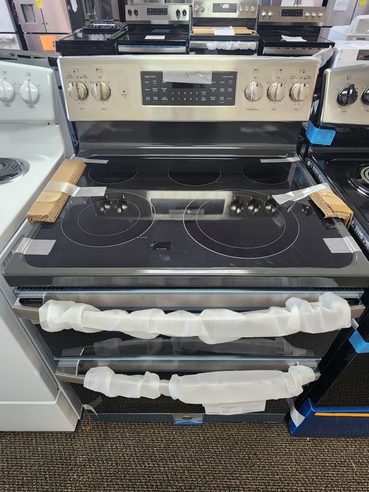 30 in. Burner Element Free-Standing Double Oven Electric Range in g Stainless Steel with convection and Air Fry