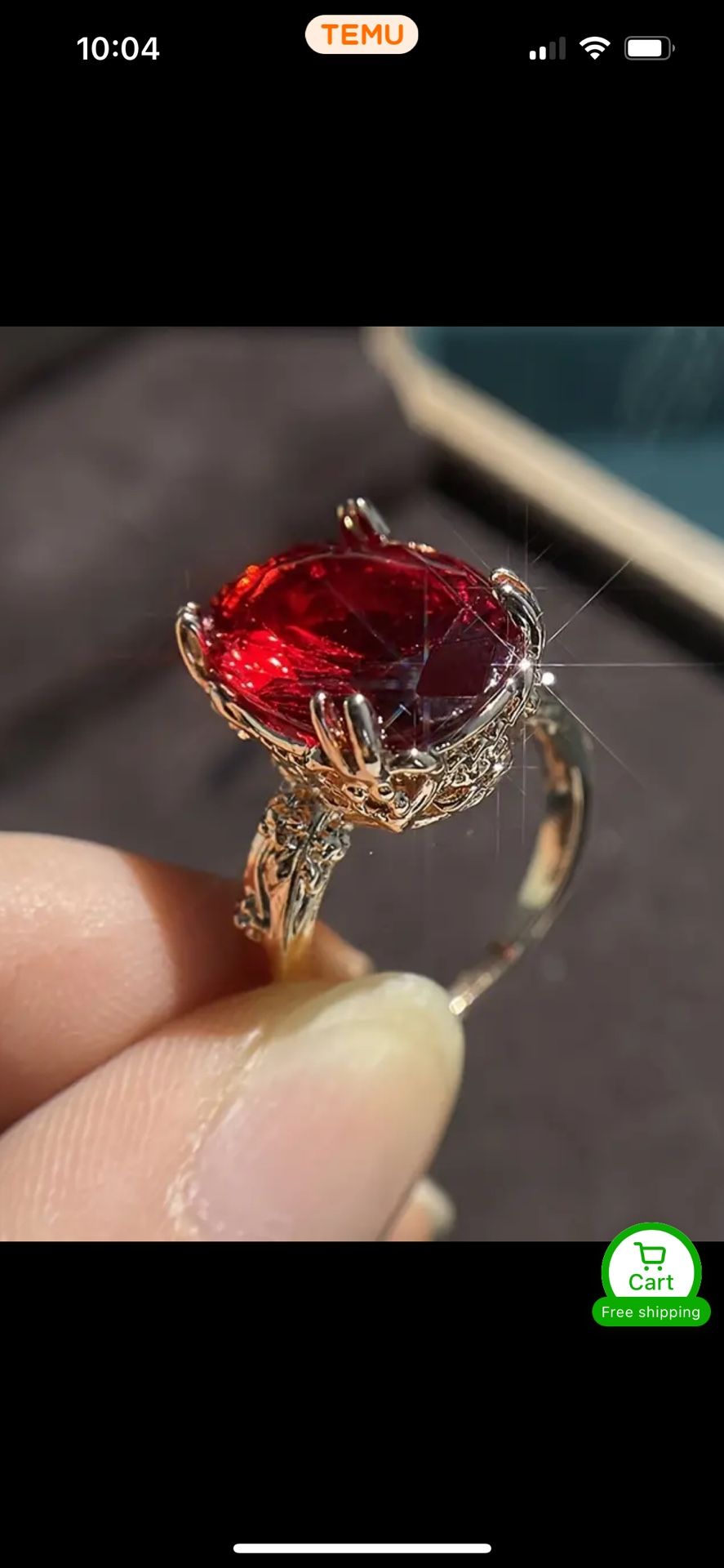 Size 7 In A Half Red ruby Cubic Zircon 