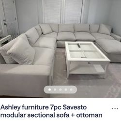 Ashley Furniture Savesto 7‑Piece Modular Sectional + Ottoman $800