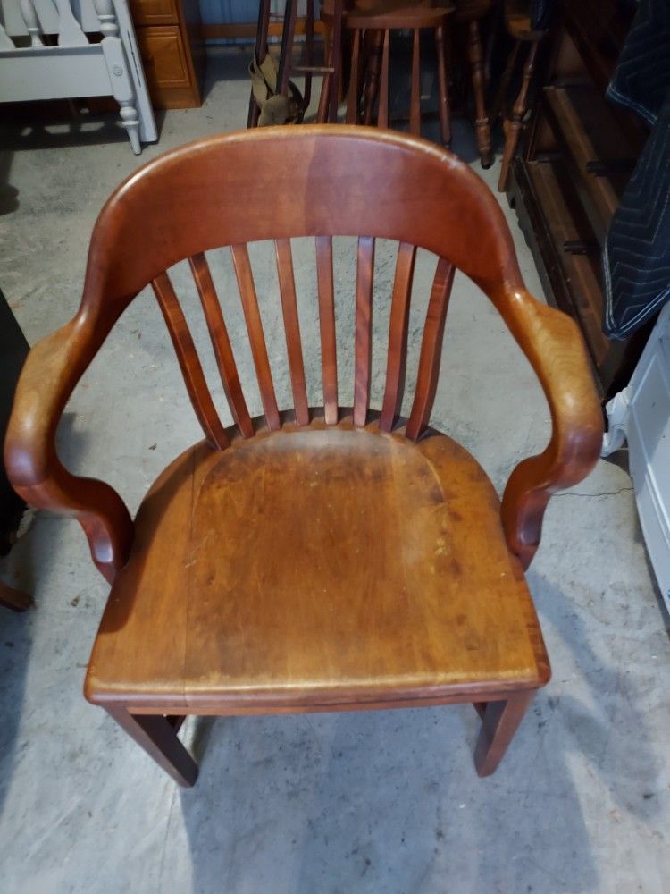 Vintage 20th Century Hardwood Lawyers / Bankers Chair