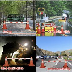 Advanced Retractable Design: With a retractable length from 4 to 7.2 feet, the extendable road cone bar with high gloss reflective film easily meets y