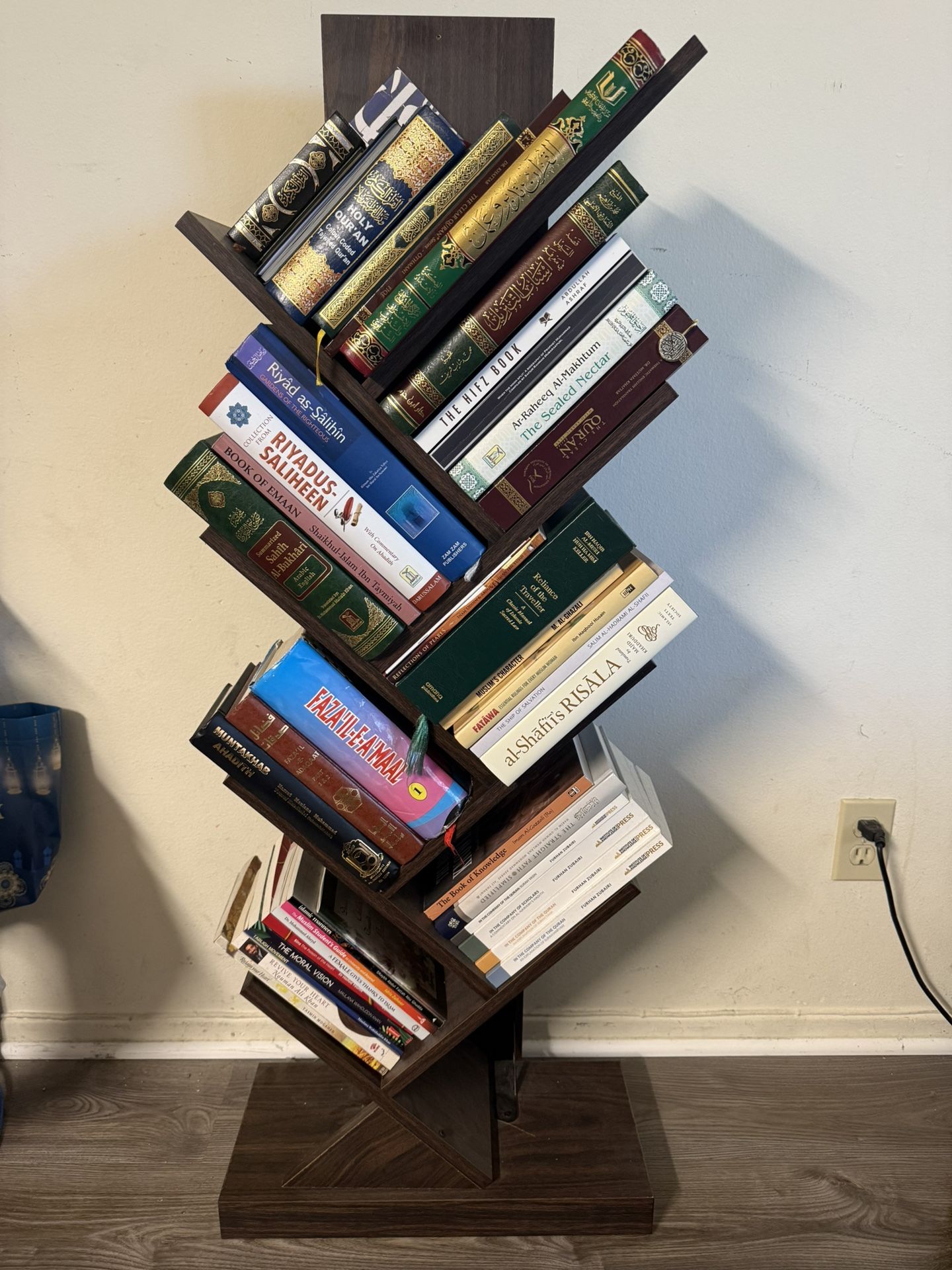 8-Shelf Tree Bookshelf (Spruce) – Space-Saving Book & Media Organizer