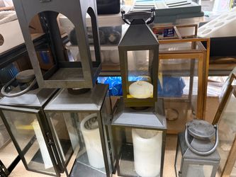 Decorative Lantern & Glass Bottle Lot