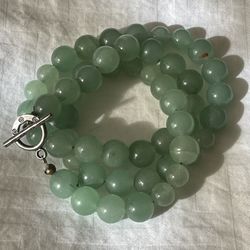 Green Aventurine Beaded Necklace 925 