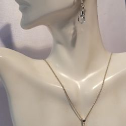 Handmade Clear Crystal Diamond Shaped Earrings And Necklace Set