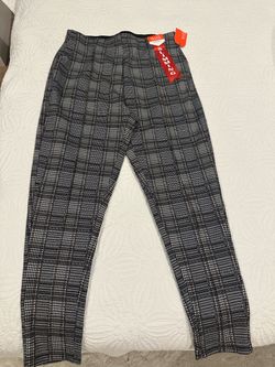 Maze Leggings Black White Plaid Print