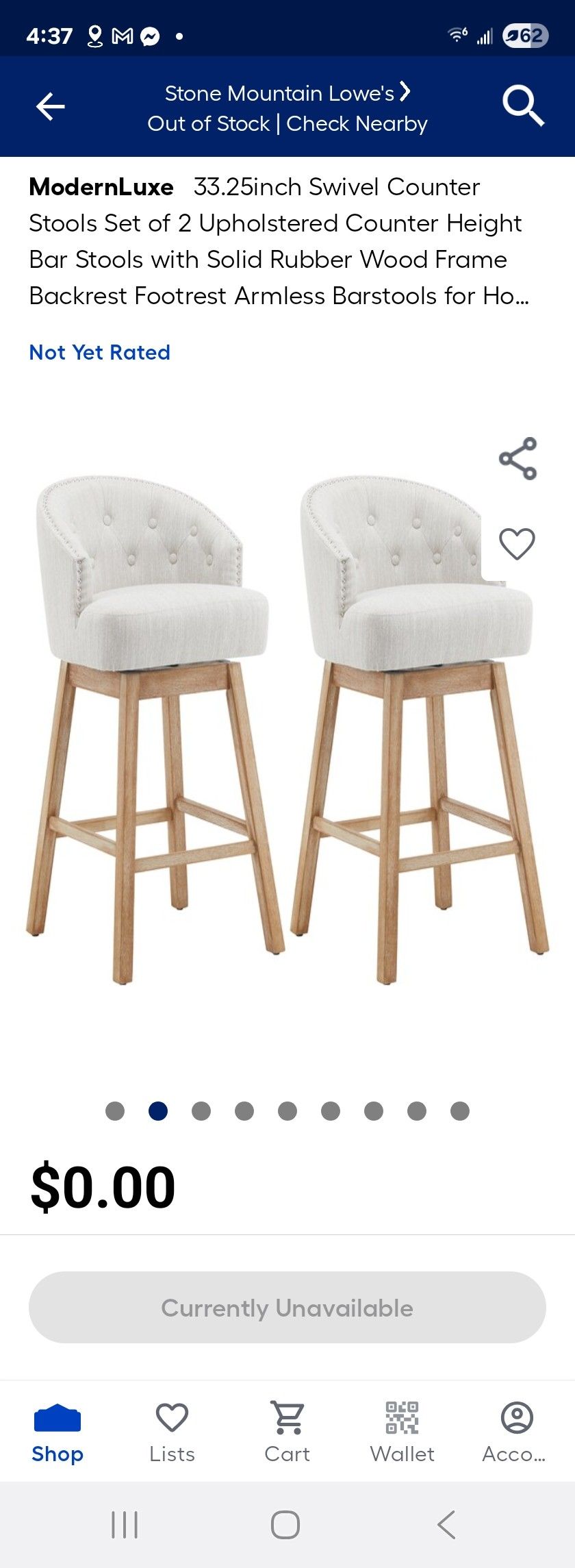 33.25" Swivel Counter Stools Set of 2, Upholstered Barstools with Solid Rubber Wood Frame, Backrest, Footrest for Kitchen Counter, Natural Beige