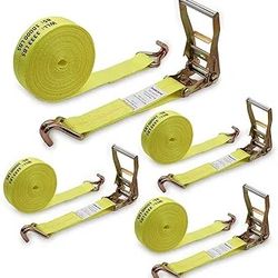 2 Inch x 30 Ft Ratchet Straps Heavy Duty 4 Pack, 10,000 lbs Breaking Strength, Tie Down Straps Ratchet with Double J Hooks, Cargo Ratchet Straps for T