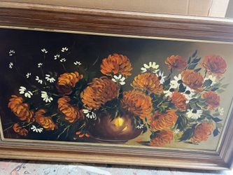 Raised Oil Painting  Of Flowers 