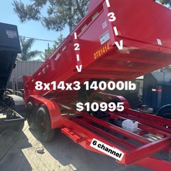 Dump Trailer 8x14x3 DB 14000lb $10995 Cash /card 
